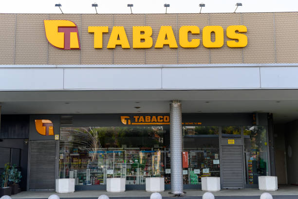 Getafe, Madrid, Spain, July 17, 2022: Facade of a tobacconist's shop
